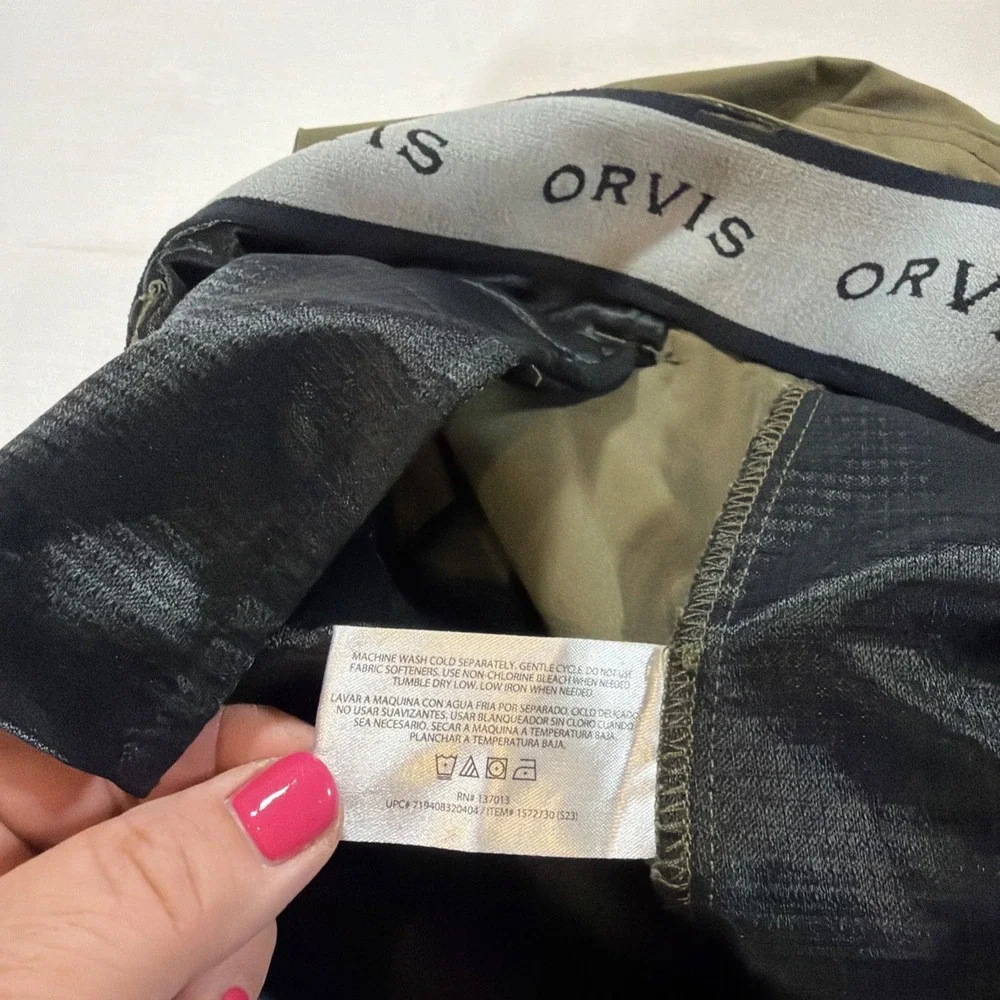 Orvis Mens 32 Green Cargo Shorts Outdoors Hiking Workwear Chino 9